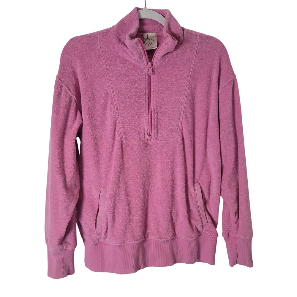 OFFLINE Aerie Womens Pink Quarter Zip Terry Fleece Oversized Sweatshirt Size XS